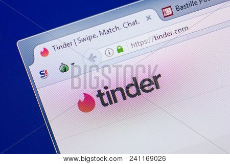 Ryazan, Russia - May 13, 2018: Tinder Website On The Display Of Pc, Url - Tinder.com