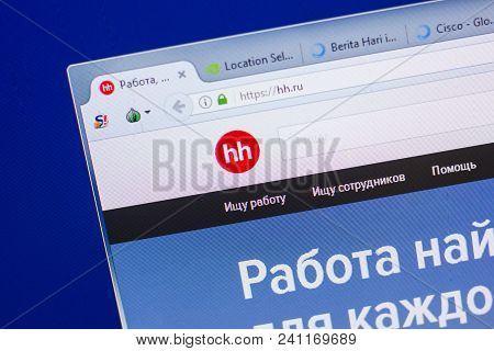Ryazan, Russia - May 13, 2018: Hh Website On The Display Of Pc, Url - Hh.ru