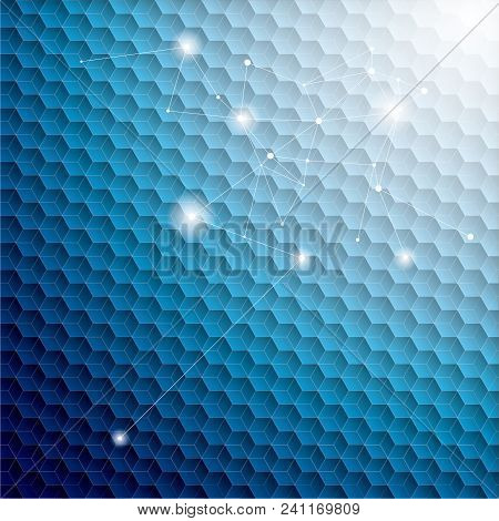 Abstract Technology Blue Background,honeycomb Pattern Composition.use Layer Overlay Mode.