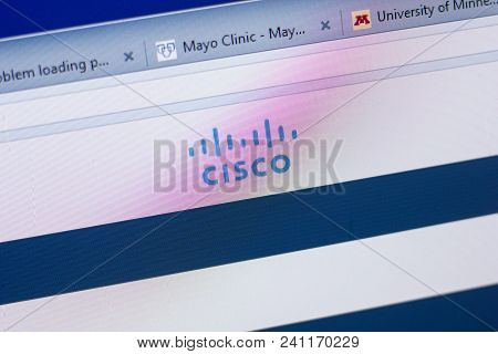 Ryazan, Russia - May 13, 2018: Cisco Website On The Display Of Pc, Url - Cisco.com