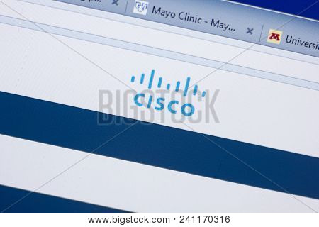 Ryazan, Russia - May 13, 2018: Cisco Website On The Display Of Pc, Url - Cisco.com