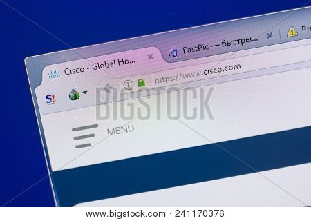 Ryazan, Russia - May 13, 2018: Cisco Website On The Display Of Pc, Url - Cisco.com