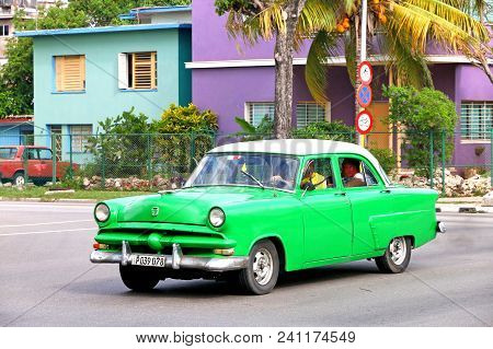 Havana, Cuba - June 6, 2017: Motor Car Ford Mainline In The City Street.