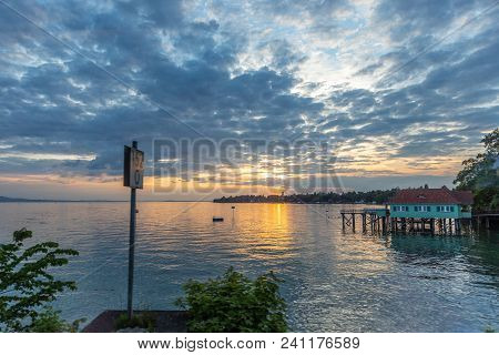 Sunset Over The Lake. Lindau Bodensee.
