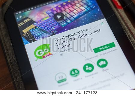 Ryazan, Russia - May 16, 2018: Go Keyboard Pro Mobile App On The Display Of Tablet Pc