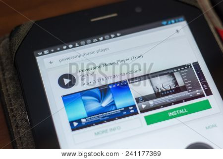 Ryazan, Russia - May 16, 2018: Poweramp Music Player App Icon Or Logo In The List Of Mobile Apps