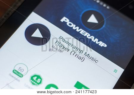 Ryazan, Russia - May 16, 2018: Poweramp Music Player Mobile App On The Display Of Tablet Pc
