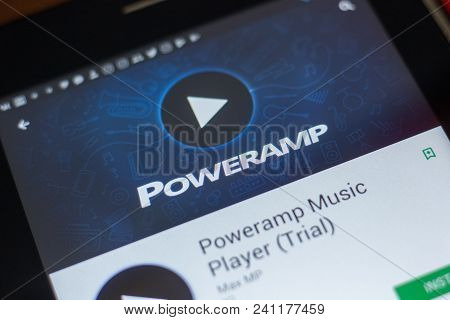 Ryazan, Russia - May 16, 2018: Poweramp Music Player Mobile App On The Display Of Tablet Pc