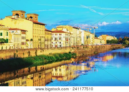 Embankment Of Arno River In Florence In Italy.