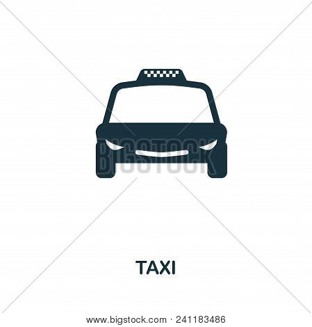 Taxi Icon In Vector. Flat Style Icon Design. Vector Illustration Of Taxi Icon. Pictogram Isolated On
