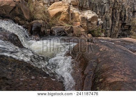Waterfalls With Rocks In The Canyon Of Leba. Angola. Lubango.