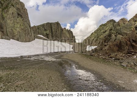 A Mountain Trail On Le Brevent In The French Alps.