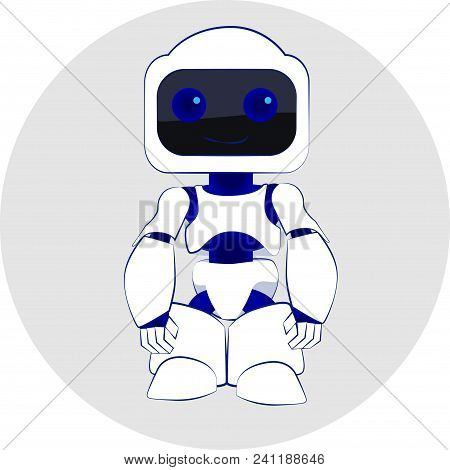 Vector Illustration Of The White Robot. Vector Robot.
