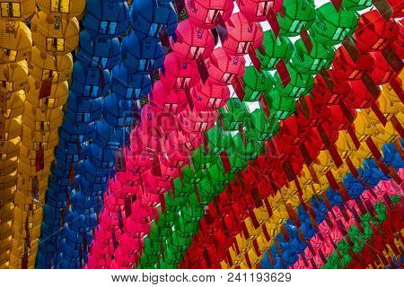Asian Lanterns At A Buddhist Temple