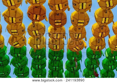 Asian Lanterns At A Buddhist Temple