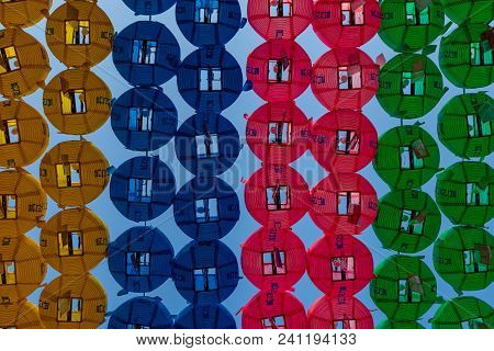 Asian Lanterns At A Buddhist Temple