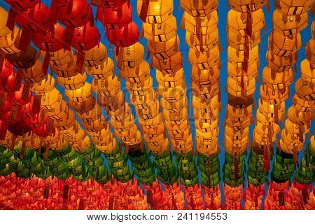 Asian Lanterns At A Buddhist Temple