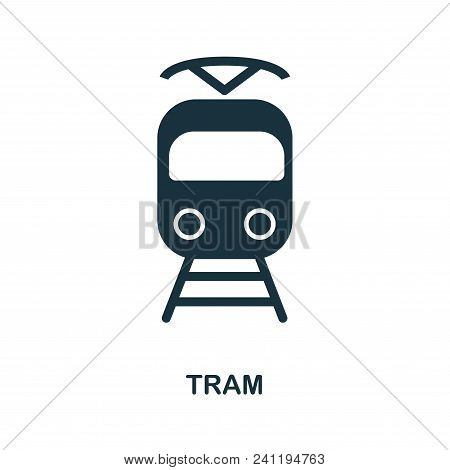 Tram Icon. Flat Style Icon Design. Isolated Tram Icon Pictogram On White Background.