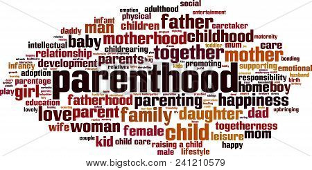 Parenthood Word Cloud Concept. Vector Illustration On White
