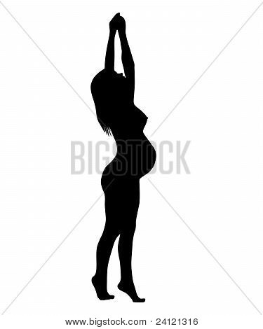 The Silhouette Of The Pregnant Woman.