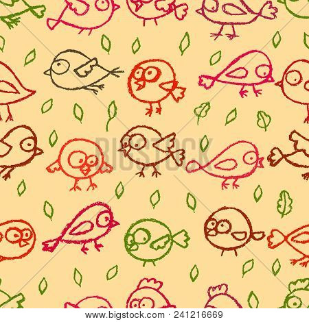 Cute Little Birds Seamless Pattern