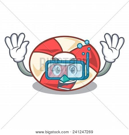 Diving Swim Tube Character Cartoon Vector Illustration