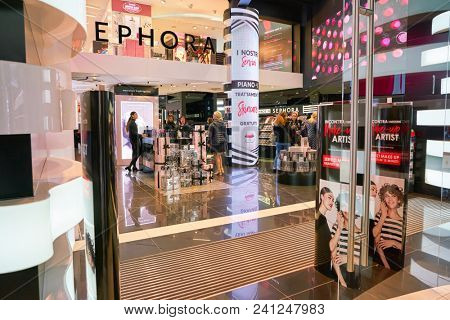 MILAN, ITALY - CIRCA NOVEMBER, 2017: Sephora store in Milan. Sephora is a French chain of cosmetics stores.