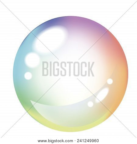 Soap Colored Bubble On White Background With Flickers