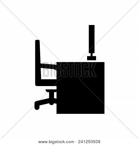 Office Table Vector Icon On White Background. Office Table Modern Icon For Graphic And Web Design. O