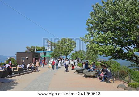 Fukui Japan - May 05, 2018: Unidentified People Visit Mikatagoko Lake District National Park Fukui J