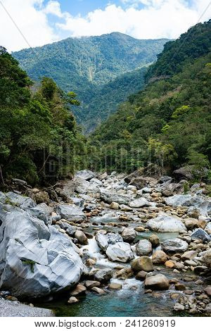 River View With Marble Rocks Along Shakadang Trail In Taroko Gorge National Park In Hualien Taiwan