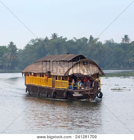 Houseboat On Backwaters In Kerala, India