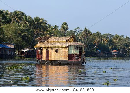 Houseboat On Backwaters In Kerala, South India