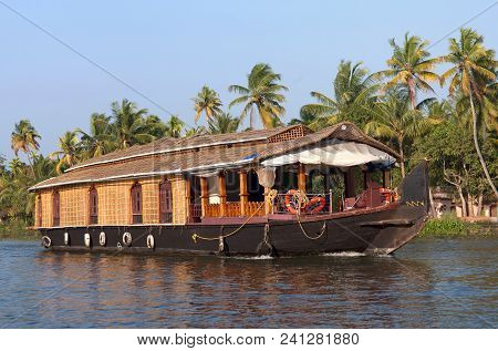 Houseboat On Backwaters In Kerala, South India