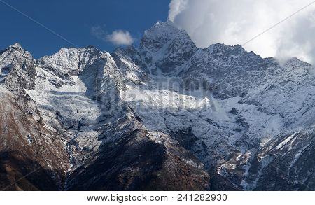 Thamserku Mount In Sagarmatha National Park, Khumbu, Nepal Himalayas