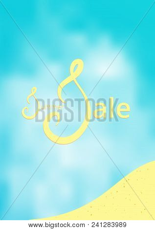 Summer Sale Card. Vertical Emplate For Social Media Post With Cloudy Background. Creative Sliced Let