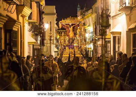 Marchena, Seville, Spain - March 30, 2018: Procession Of Holy Week(semana Santa) In Marchena, Sevill