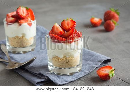 Strawberry Cheesecake In Glasses