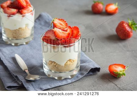 Strawberry Cheesecake In Glasses
