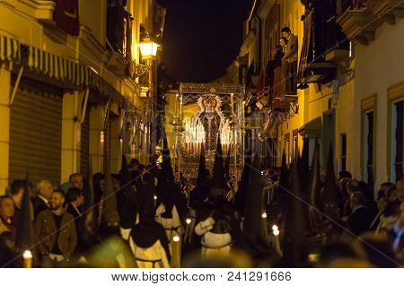 Marchena, Seville, Spain - March 31, 2018: Procession Of Holy Week(semana Santa) In Marchena, Sevill