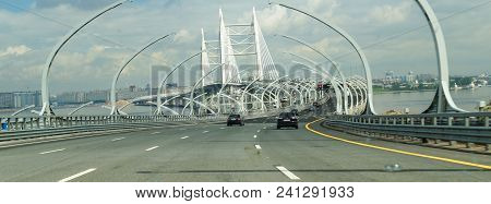 Overpass Western High-speed Diameter Over The Encircling Road Kad , St. Petersburg, Russia