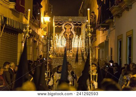 Marchena, Seville, Spain - March 31, 2018: Procession Of Holy Week(semana Santa) In Marchena, Sevill