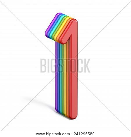 Rainbow Font Number 1 One 3d Rendering Illustration On White Background