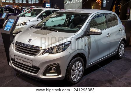 Brussels - Jan 12, 2016: Peugeot 108 Special Edition City Car Showcased At The Brussels Motor Show.