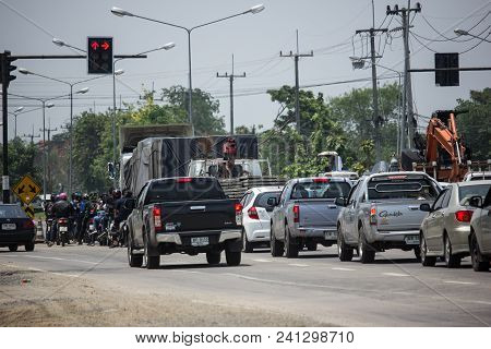 Car And Traffic On Highway Road Near Juction.