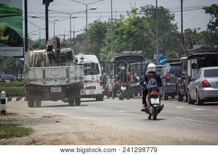Car And Traffic On Highway Road Near Juction.