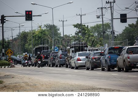Car And Traffic On Highway Road Near Juction.