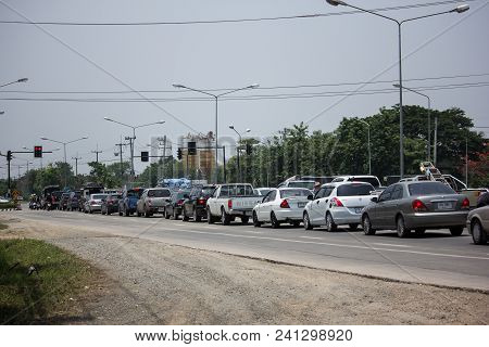 Car And Traffic On Highway Road Near Juction.