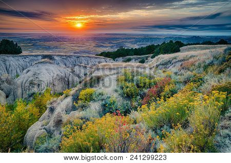 Sunrise Over Badlands National Park, South Dakota