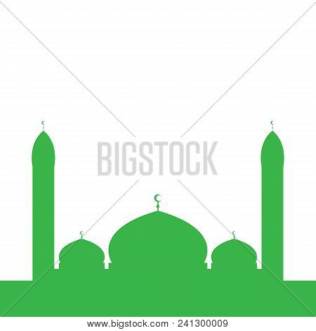 Islamic Mosque Silhouette On White Background. Green. Vector Illustration.